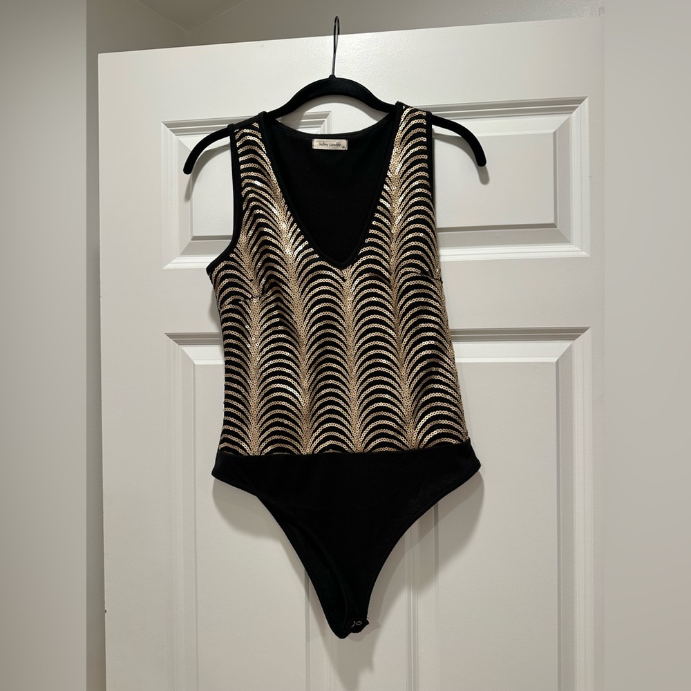Black and Gold Patterned Bodysuit